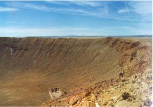 a large meteor crater in the Arizona desert